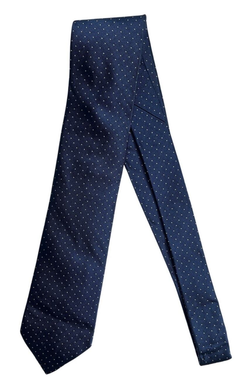 5-20 ATELIER F&B Men's 100% Silk Tie Polka Dots Navy